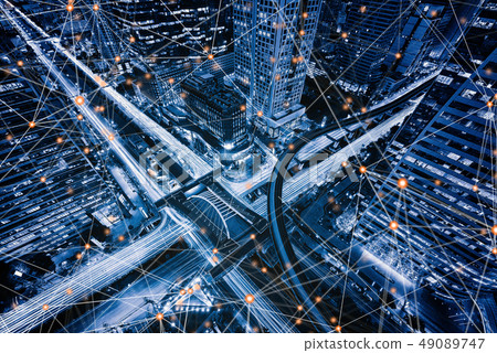 Digital network connection lines of Sathorn 49089747