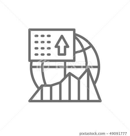 Global stock market growth, world economic development line icon. Global stock market growth, world economic development line icon. 49091777