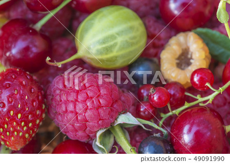 Beautiful background of various of summer berries 49091990