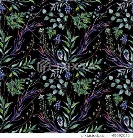 Watercolor Botanical Greneery Pattern Watercolor Botanical Greneery Pattern 49092073