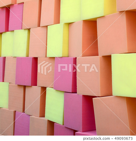 Wall of paralon soft cubes in dry pool, trampoline Wall of paralon soft cubes in dry pool, trampoline 49093673