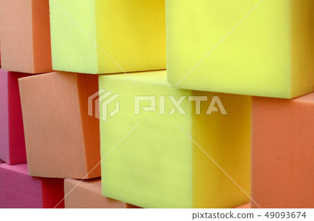 Wall of paralon soft cubes in dry pool, trampoline Wall of paralon soft cubes in dry pool, trampoline 49093674