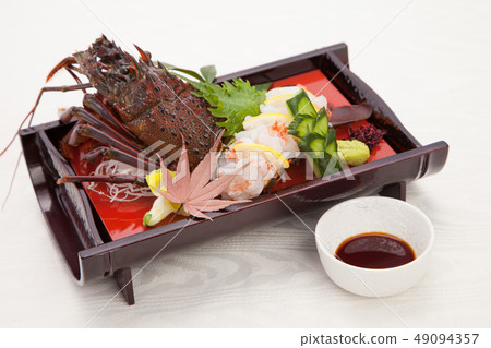 Material for studio shooting of spiny lobster sashimi at a congratulations seat 49094357
