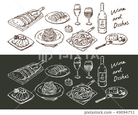 Food hand-painted to match wine 49094751