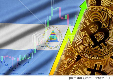Nicaragua flag and cryptocurrency growing trend Nicaragua flag and cryptocurrency growing trend 49095024