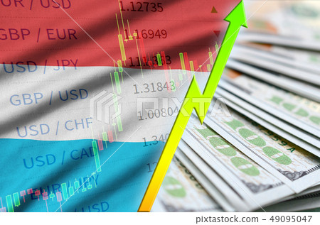 Luxembourg flag and chart growing US dollar 49095047