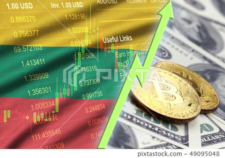 Lithuania flag and cryptocurrency growing trend 49095048