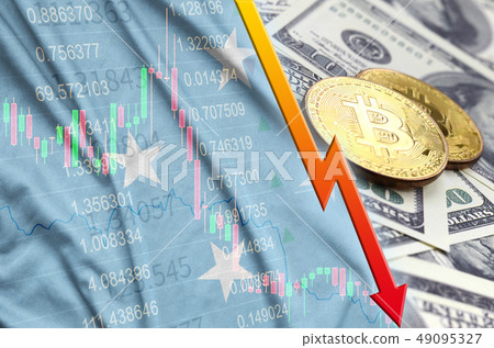 Micronesia flag and cryptocurrency falling trend Micronesia flag and cryptocurrency falling trend 49095327