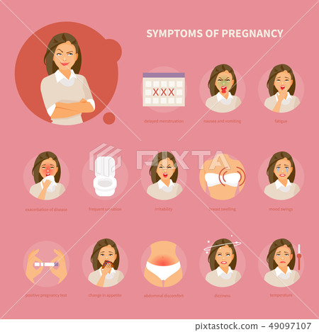 Pregnancy symptoms vector Pregnancy symptoms vector 49097107