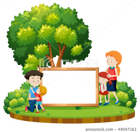 Family at the park banner Family at the park banner 49097161