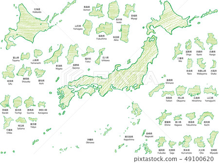 Japan map crayon c 49100620