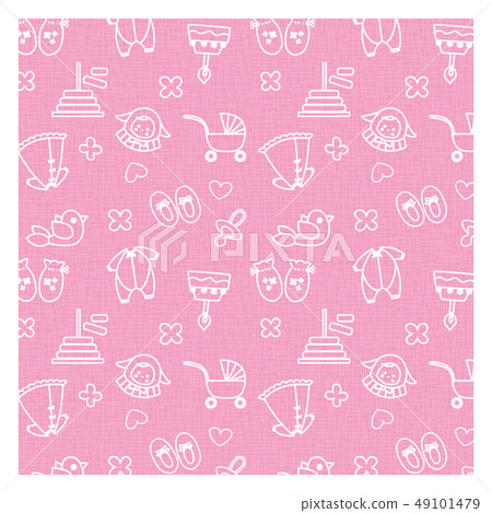 Baby white line drawing pattern pink Baby white line drawing pattern pink 49101479