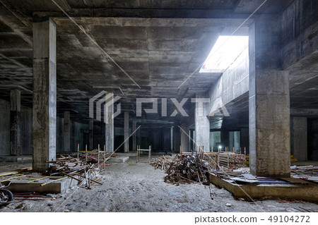 Concrete construction of basement of large 49104272