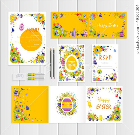 Happy Easter mockup with colored eggs 49105304
