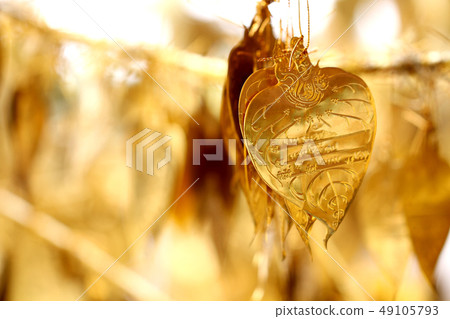 Ancient golden leaf souvenir product thai bokeh ye 49105793