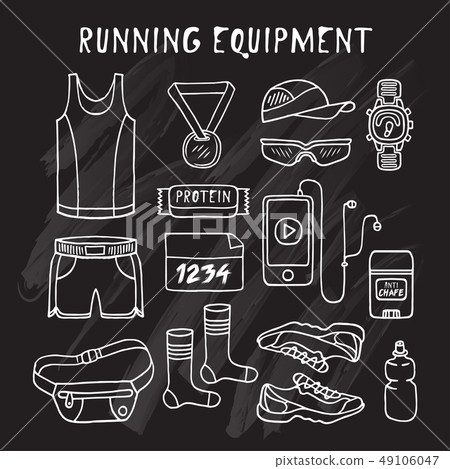 Running equipment in doodle style. - Stock Illustration [49106047] - PIXTA
