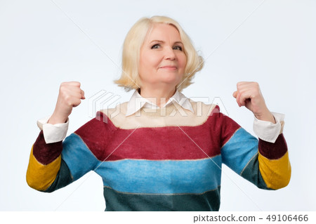 Elderly happy senior woman being proud of herself 49106466