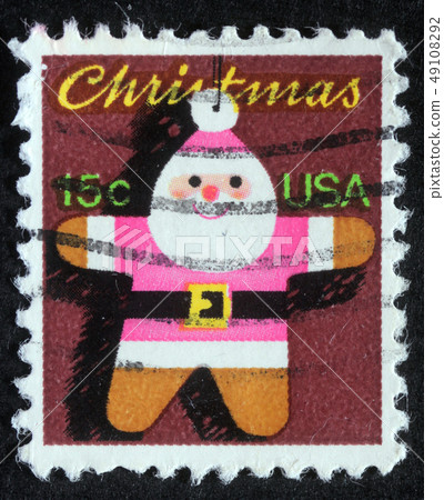 Christmas stamp printed in USA Christmas stamp printed in USA 49108292