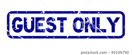 Grunge blue guest only word square rubber stamp 49109790