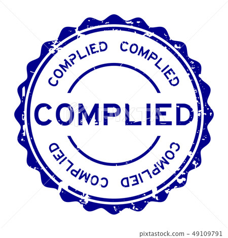 Grunge blue complied word round rubber seal stamp 49109791