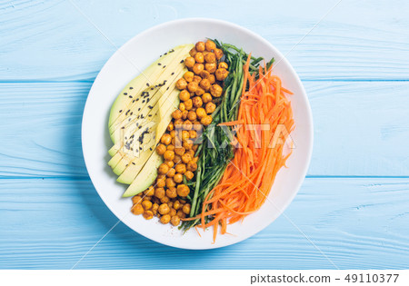 Buddha bowl with avocado , cucumber , carrot and Buddha bowl with avocado , cucumber , carrot and 49110377