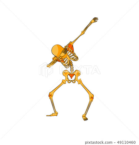 orange yellow skeleton character dancing dab step orange yellow skeleton character dancing dab step 49110460