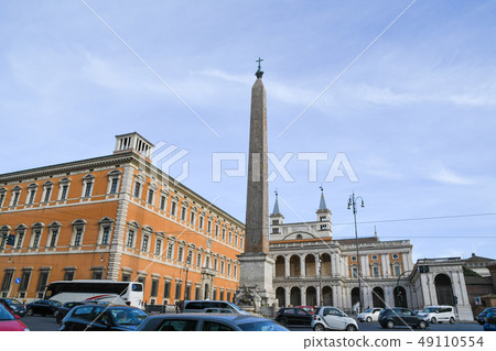 Ancient ruins of Rome city (Italy) Laterano obelissk-O in front of the Basilica of San Giovanni in Laterano Ancient ruins of Rome city (Italy) Laterano obelissk-O in front of the Basilica of San Giovanni in Laterano 49110554