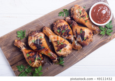 Grilled chicken legs with tomato sauce BBQ food Grilled chicken legs with tomato sauce BBQ food 49111432