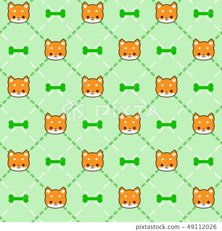 Seamless shiba inu with bone pattern Seamless shiba inu with bone pattern 49112026