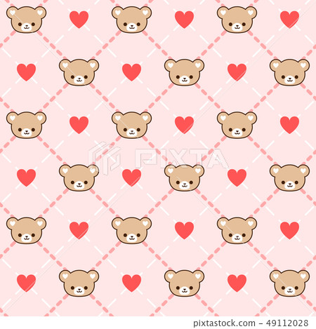 Seamless cute bear with heart pattern Seamless cute bear with heart pattern 49112028
