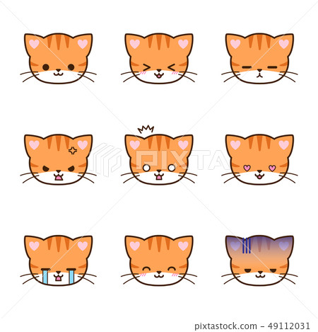Set of orange cat emoticons Set of orange cat emoticons 49112031