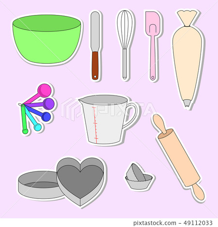 Set of 10 Baking tools icon 49112033