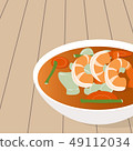Flat Thai Food Kaeng som or gaeng som or Thai sour 49112034
