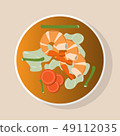 Flat Vector Thai Food Kaeng Som or Sour thai soup  49112035