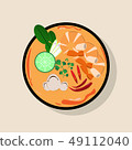 Flat Thai food top view Tom Yum Goong 49112040