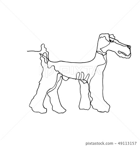Continuous one line drawing. Dog.  49113157