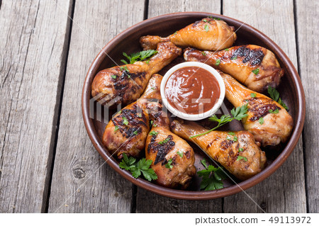 Grilled chicken legs with tomato sauce BBQ food 49113972