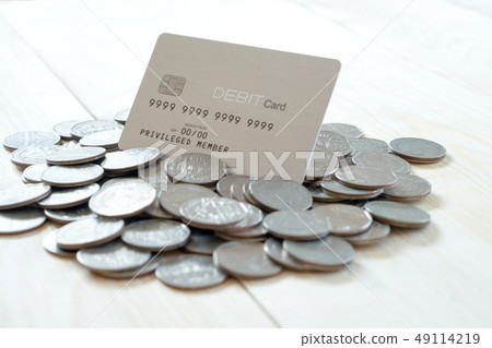 A Dedit cards with coins A Dedit cards with coins 49114219