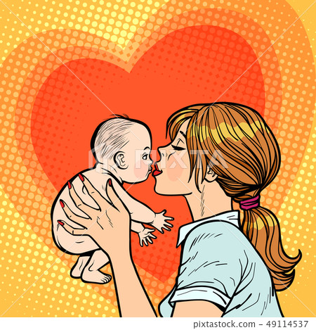 mom kisses baby, woman mother - Stock Illustration [49114537] - PIXTA