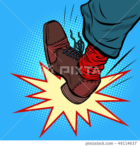 man leg kick anger aggression 49114637