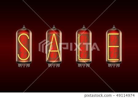 SALE word on retro-styled nixie tube indicator 49114974