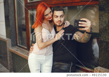 couple in a town 49115130