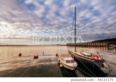 Pleasure boats moor  in harbor. 49115175