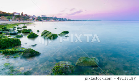 Evening landscape of the embankment in Chernomorsk 49115187