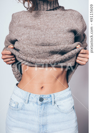 Close-up of flat female stomach 49115609