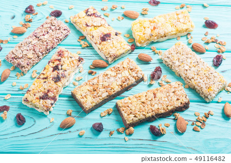 Healthy homemade snacks breakfast . Granola bars 49116482