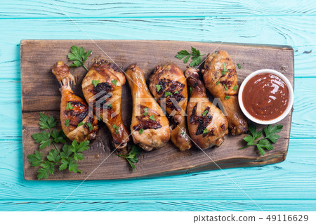 Grilled chicken legs with tomato sauce BBQ food 49116629