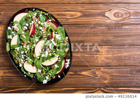 Autumn spinach salad with apple , cheese , walnut 49116814