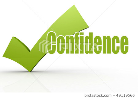 Confidence word with green checkmark Confidence word with green checkmark 49119566