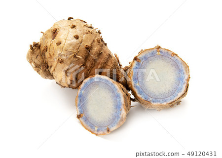 Purple turmeric cut in half 49120431